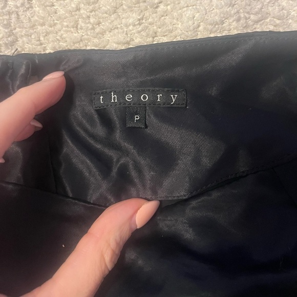 Theory Black Short Sleeve Satin Blouse- Small - Picture 4 of 6